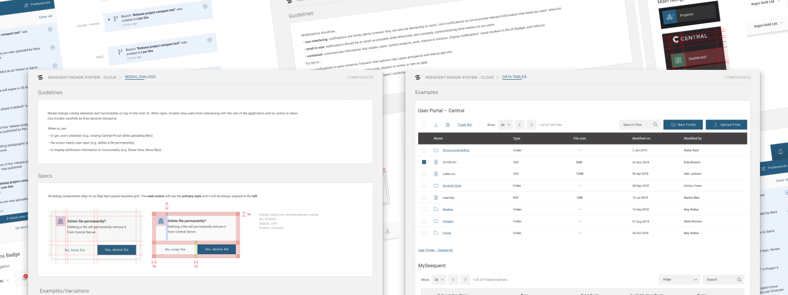 Curated showcase of Seequent design system components
